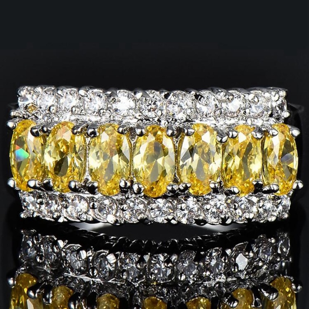 CITRINE BRIDAL WEDDING RING - Picture 1 of 1